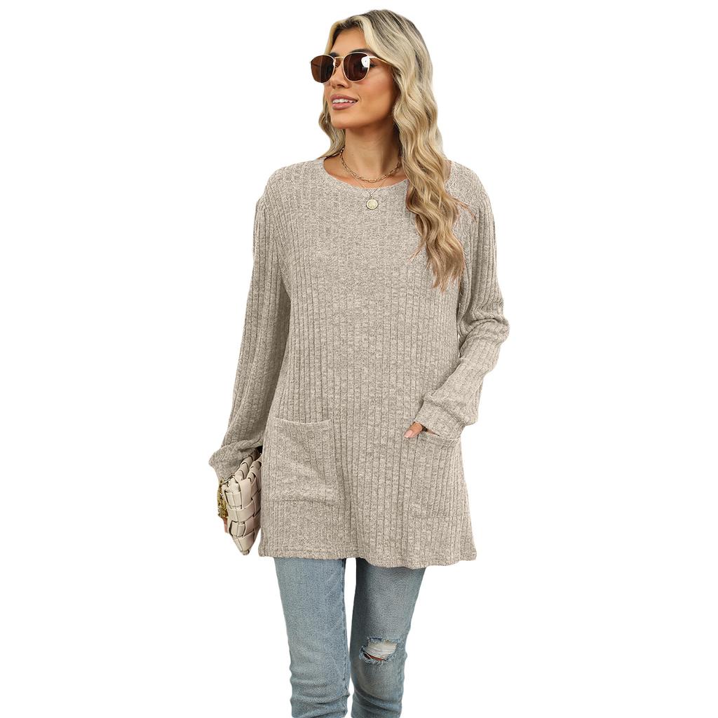 Ladies' New Versatile Work Four Seasons Leisure Daily Sexy Beautiful Loose Top Long Sleeve T-Shirt