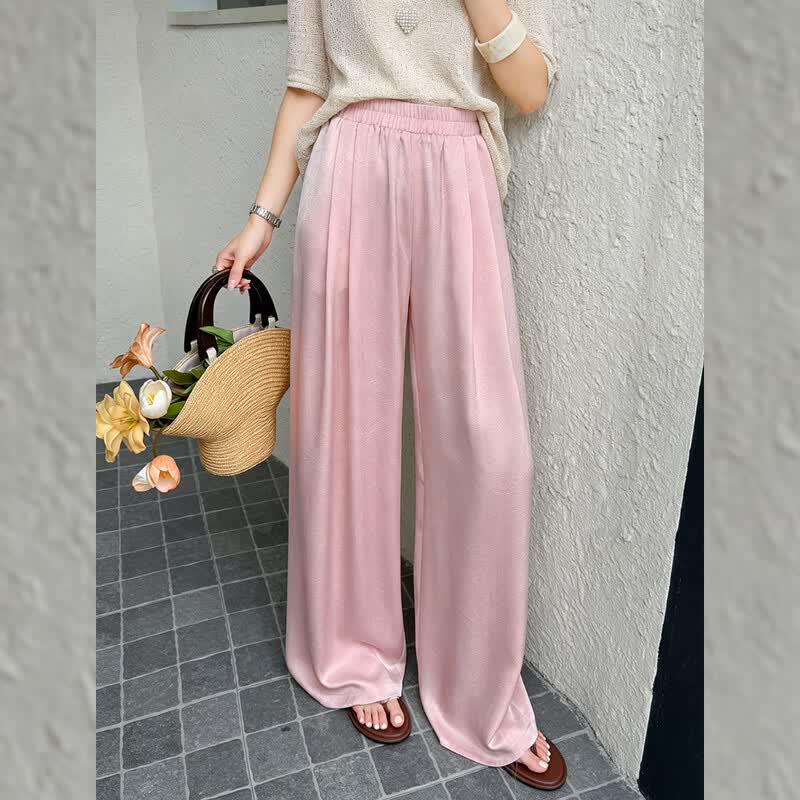 Women's High-Waisted Straight-Leg Elastic Waist Casual Pants