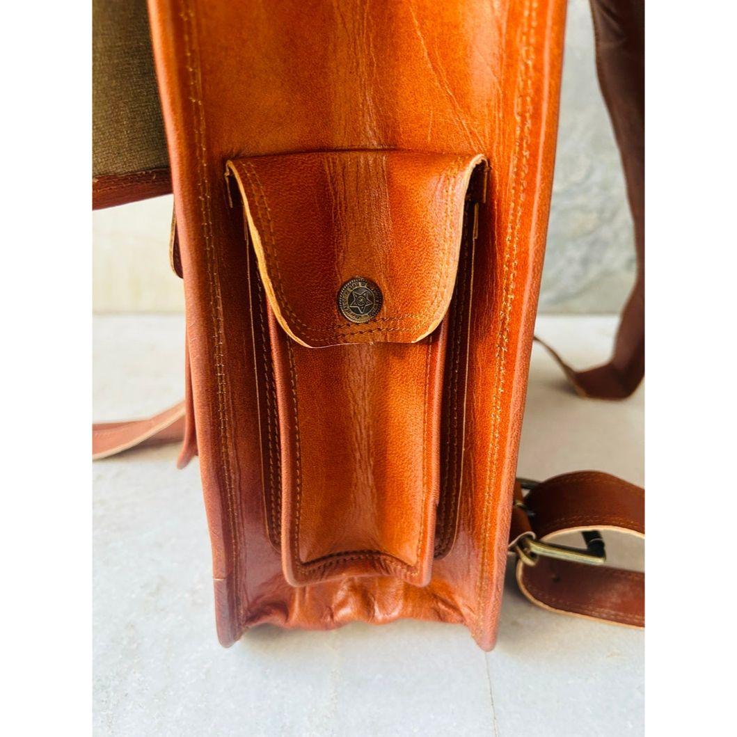 Комфортный кожаный рюкзак Handicraft. 12 x 16 x 5 in коричневый — фото 10