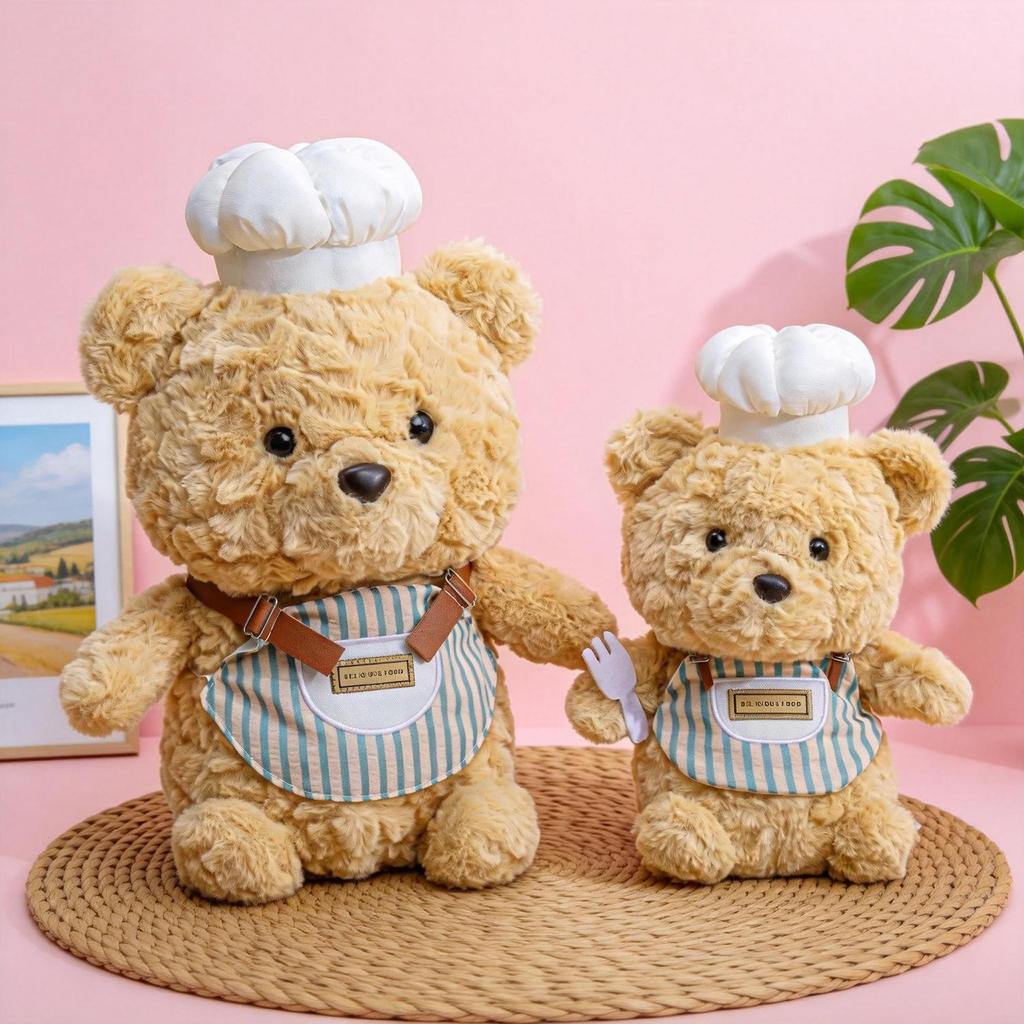 Chef Elephant Plush Doll with Apron & Duck, Baking Bear Toy - Perfect Birthday Gift