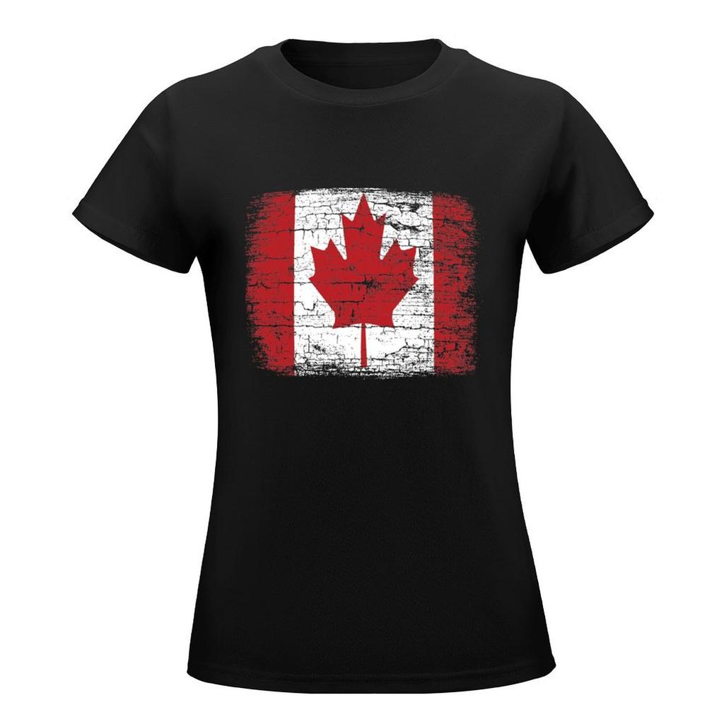 Vintage Canada Flag T Shirt Design T-Shirt Oversized Short Sleeve Tee Womans Clothing