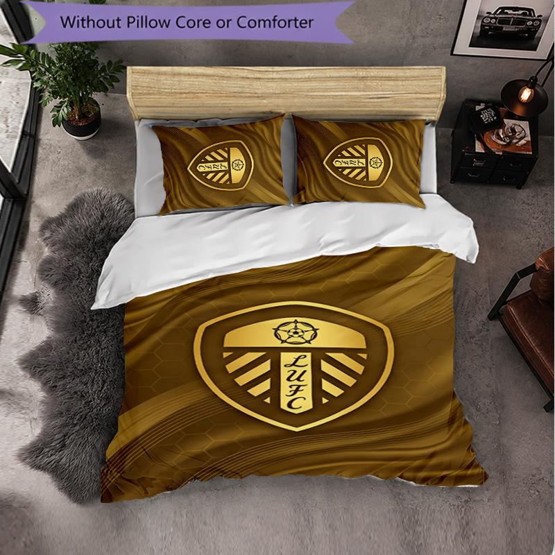 Biancheria da letto a tema Leeds United Set 3 Pezzi Copripiumino Biancheria da letto Decorativa Per Camera Adolescenti Decorazione Casa