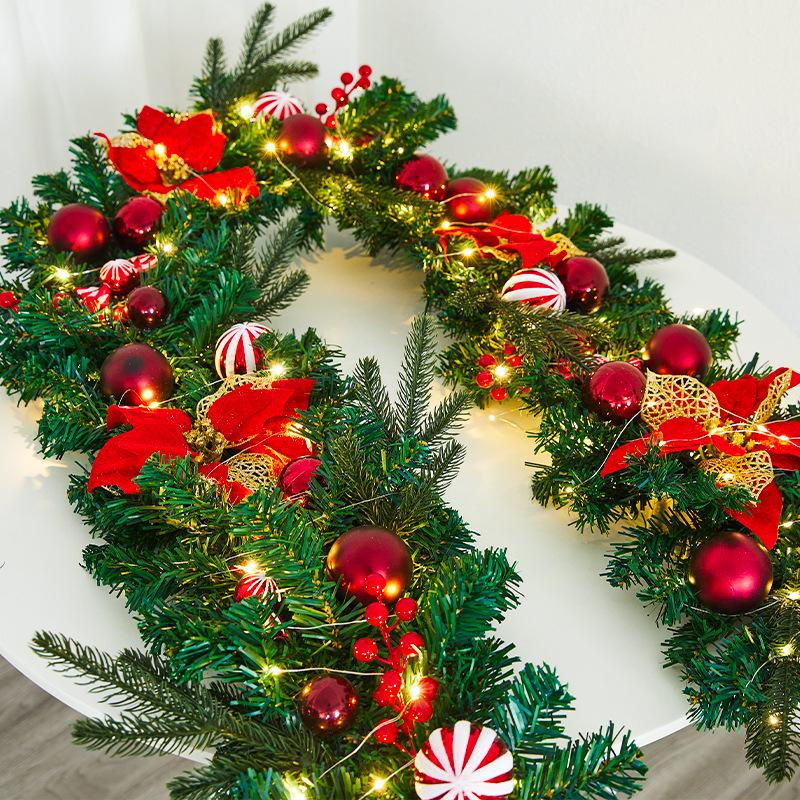 Luminous Christmas Garland and Wreath Ornaments for Shopping Malls, Hotels, and Staircases.