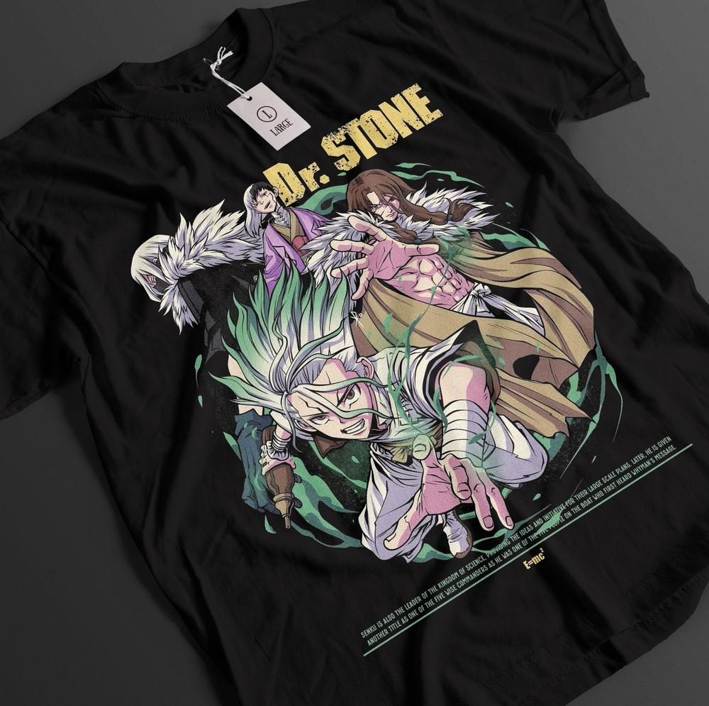 

Dr Stone Shirt Senku Ishigami Tshirt Taiju T-Shirt Tsukasa Top Kohaku Anime Tee L