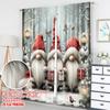 2pcs 2D flat printing Happy Christmas Party Curtains Christmas Gnomes Forest Lanterns Digital Printed Polyester Drapes Holiday