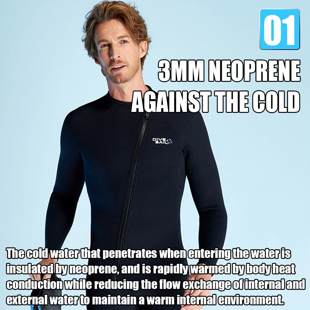 3mm Mens Womens Long Wetsuit SBR Neoprene Material Warm Front Zipper Outdoor Swimming Kayaking Surfing Drifting Wetsuit