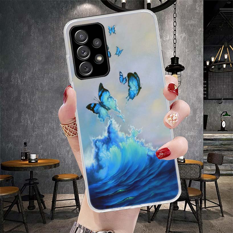 Blue Butterfly Beautiful Wing Soft Phone Case For Samsung Galaxy A12 A22 A32 A52 A72 A02S A51 A50S A71 A70 A31 A20S Note 20 Ultr