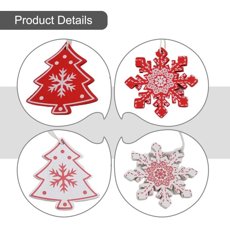 12 Pcs Christmas Wooden Pendant Decoration Holiday Elk Snowflake Star Chrimbo Tree Hanging Ornaments Home DIY Decors