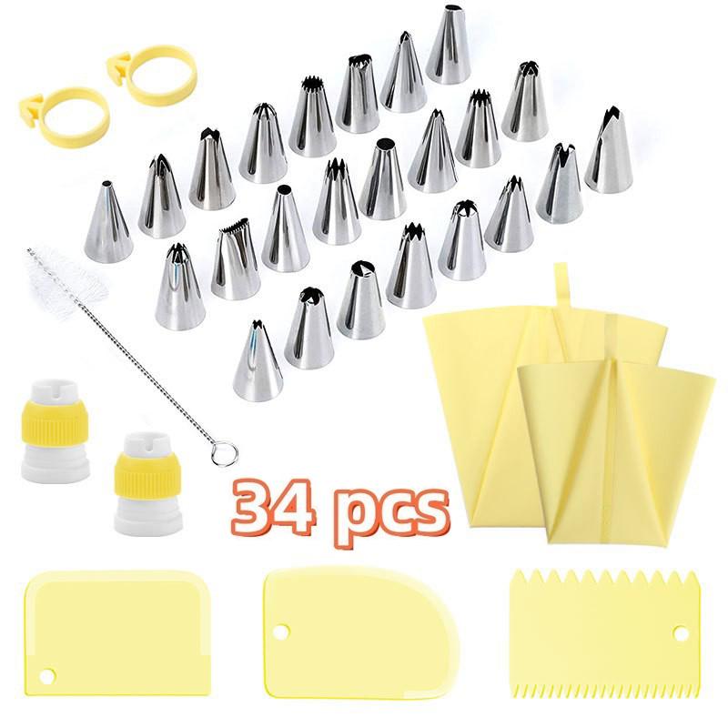 Butter-Spritzbeutel-Set 34 Teile Wiederverwendbare Kuchen-Dekorationsdüsen und Schaber Alles in Einem DIY Backwerkzeuge für Zuhause Küche Partys