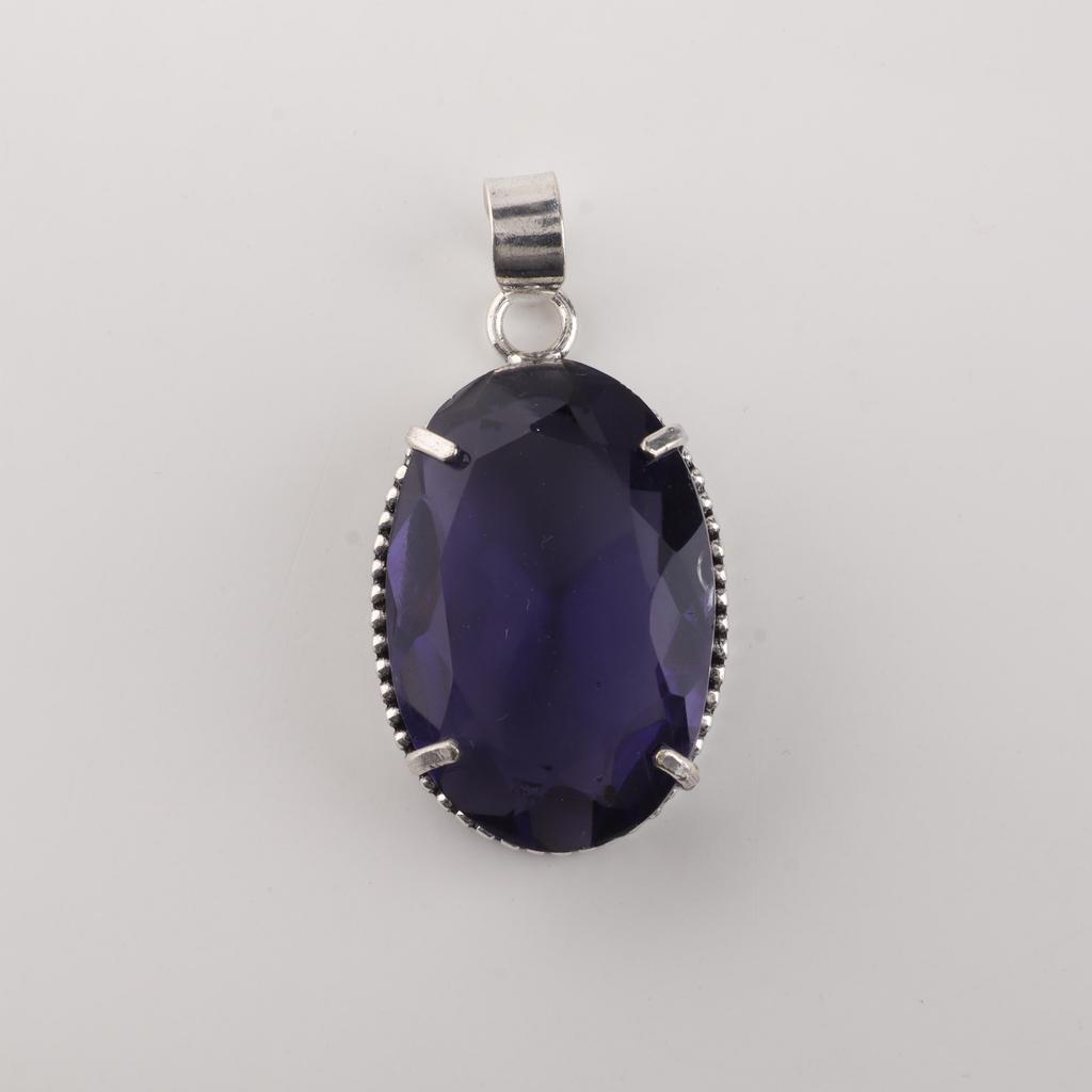 Iolite Gemstone Silver Unique Pendant 1.75" , 925 Sterling Silver Jewelry, Iolite Pendant For Women, Partywear Chain Pendant PP-63-8