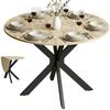 Folding Dining Table For 2 To 6 People Round Kitchen Table With Steel Cross Legs Natural Wood