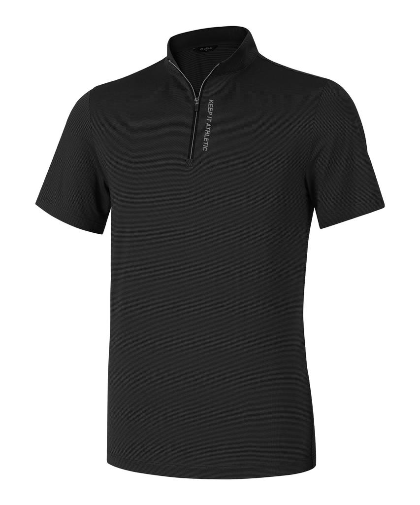 2ELA Men'S Ice Shell Cooling Zip-Up Short Sleeve T-Shirt 5 Colors (Type B)