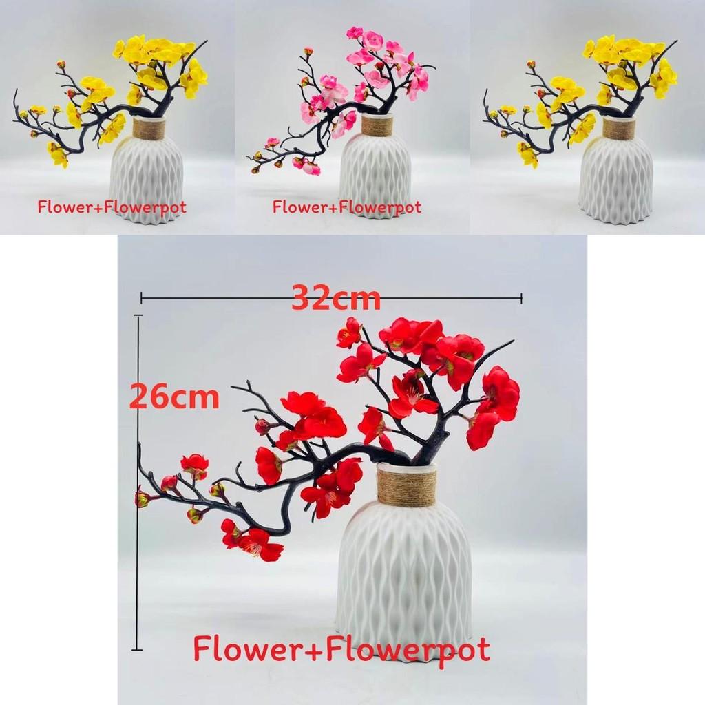 Winter Sweet Decorative Fake Plum Blossom Branch With Bright Colors For Living Space
