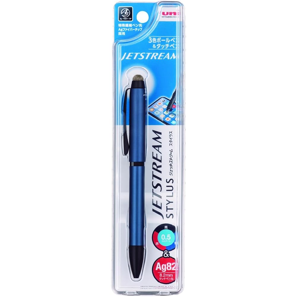 Mitsubishi Pencil, 3 Color Ballpoint & Touch Pen, Jetstream Stylus, Rotating, Retractable, 0.5, N...