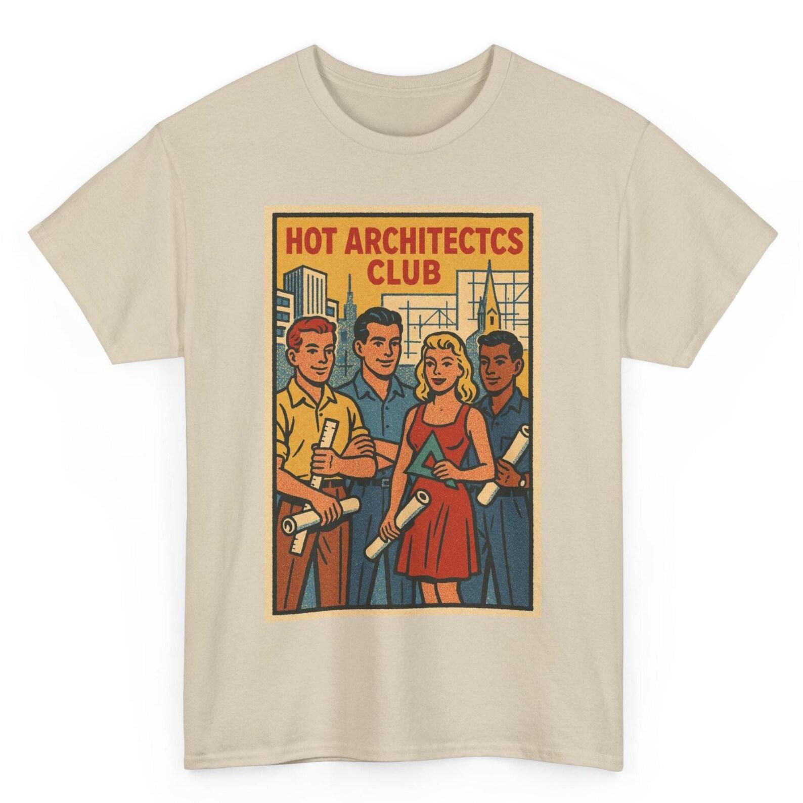 Hot Architect Club T-Shirt: Retro Comic Hero Graphic Tee L