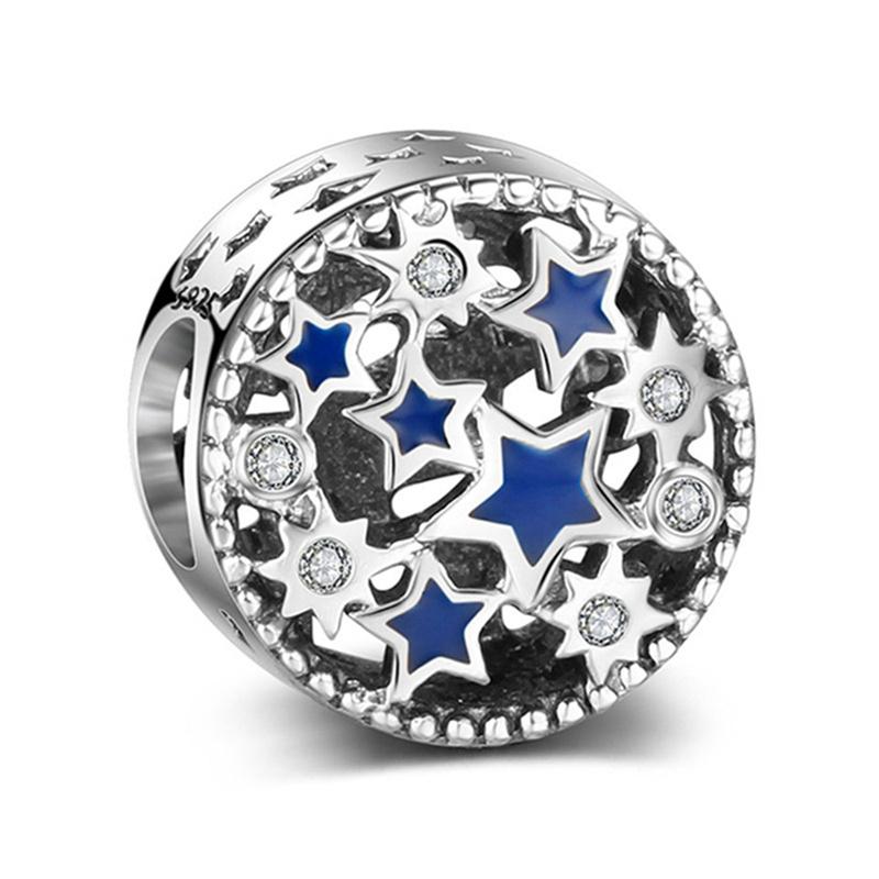 Silver Plated Blue Starry Sky Pendant Alloy Set Star Earth Bead Bracelet & Necklace DIY Jewelry Accessories Series