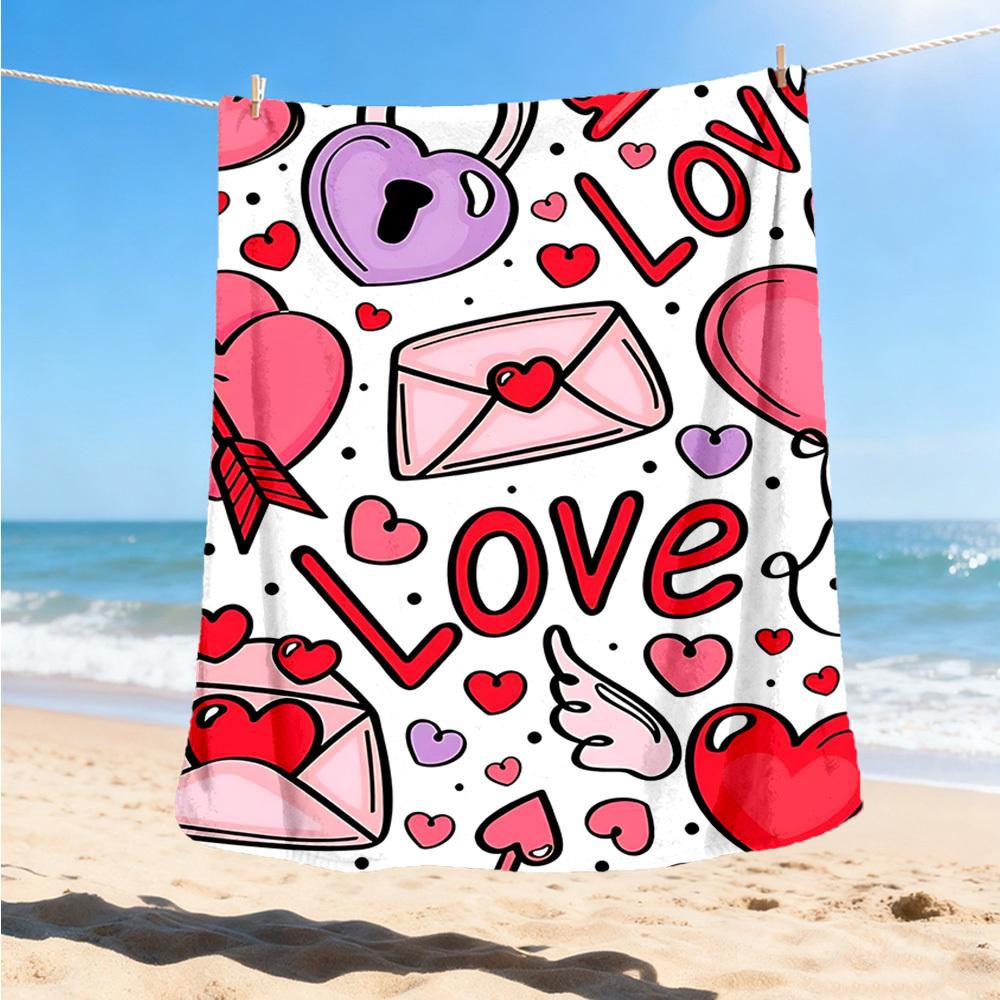 1pc Love, Valentine's Day Outdoor Blanket - Soft Flannel Cozy for Travel & Camping - All-Season Warm Bed Cover, Machine Washable yy251229086