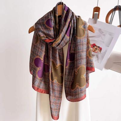 Spring Scarf Women'S Luxury Design Polyester Material Smooth Scarf Soft Shawl Beach Scarf