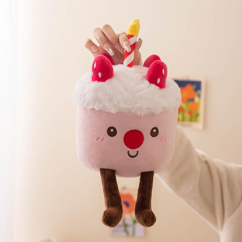 Cute Cake Doll Plush Toys Children's Birthday Chocolate Strawberry Butter Dessert Decoration Ornament Gift