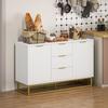 Sideboard - Kitchen Storage Unit - HOMCOM - Contemporary Graphic Design 2 Cupboards 3 Drawers - Wood - 120x40x76cm - Golden White