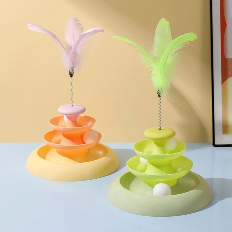 Cats Feather Toy Roll Track Cats Tower Toy Interaction Cats Toy Indoor Toy Boredom Cats Stress Toy