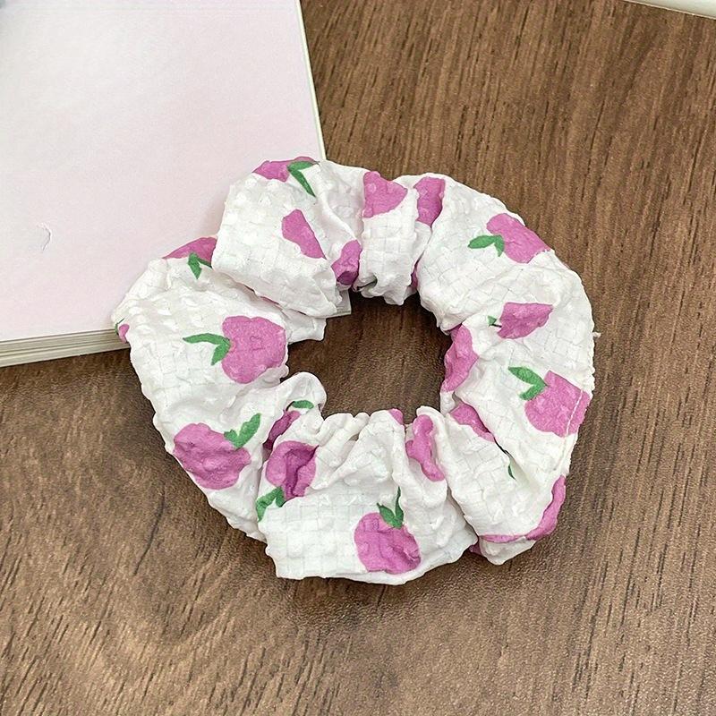 2pcs Elegant Boho Chic Fabric Scrunchies with Fruit Prints,Multiple Pattern- Perfect for Ponytails,Styling Accessories hair band