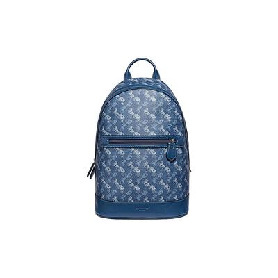 Barrow Carriage Print Canvas and Artificial Leather Backpack Men's Blue