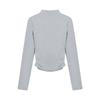 Interior Gray Long Sleeved T-shirt Women's Slim Fit TopFolded Spicy Girl Half High Neck Sweater