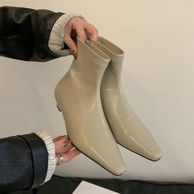 Fashion Fashion Pointed Toe Women Flats Ankle Stretch Boots Shoes Casual Female Zippers Footwear Flats Ladies Short Boots Shoes