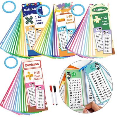 15pcs/set Math Training Cards with Pen Addition Subtraction Multiplication Division Card School Mathematics Teaching Tools TMZ