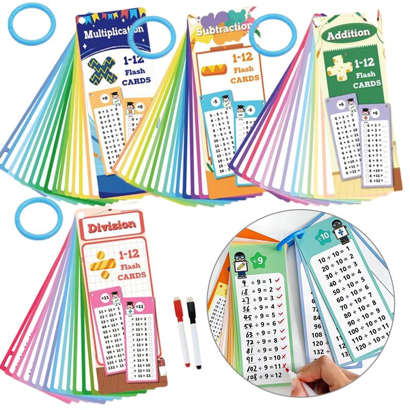 15pcs/set Math Training Cards with Pen Addition Subtraction Multiplication Division Card School Mathematics Teaching Tools TMZ