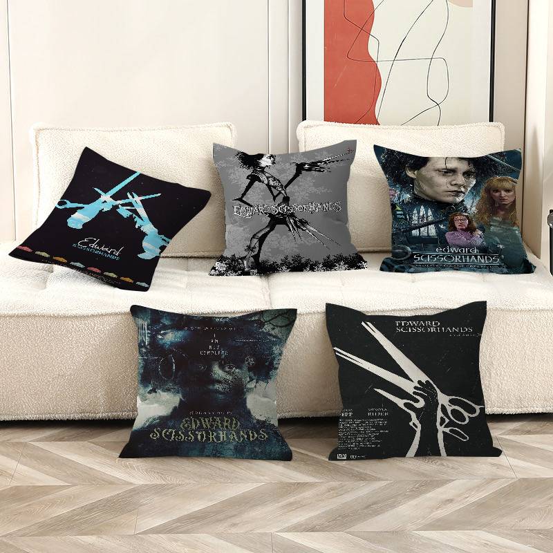 Movie E-Edward S-Scissorhands Cushion Cover Car Throw Pillow Case For Sofa Car Christmas Gift 40X40Cm 45X45Cm