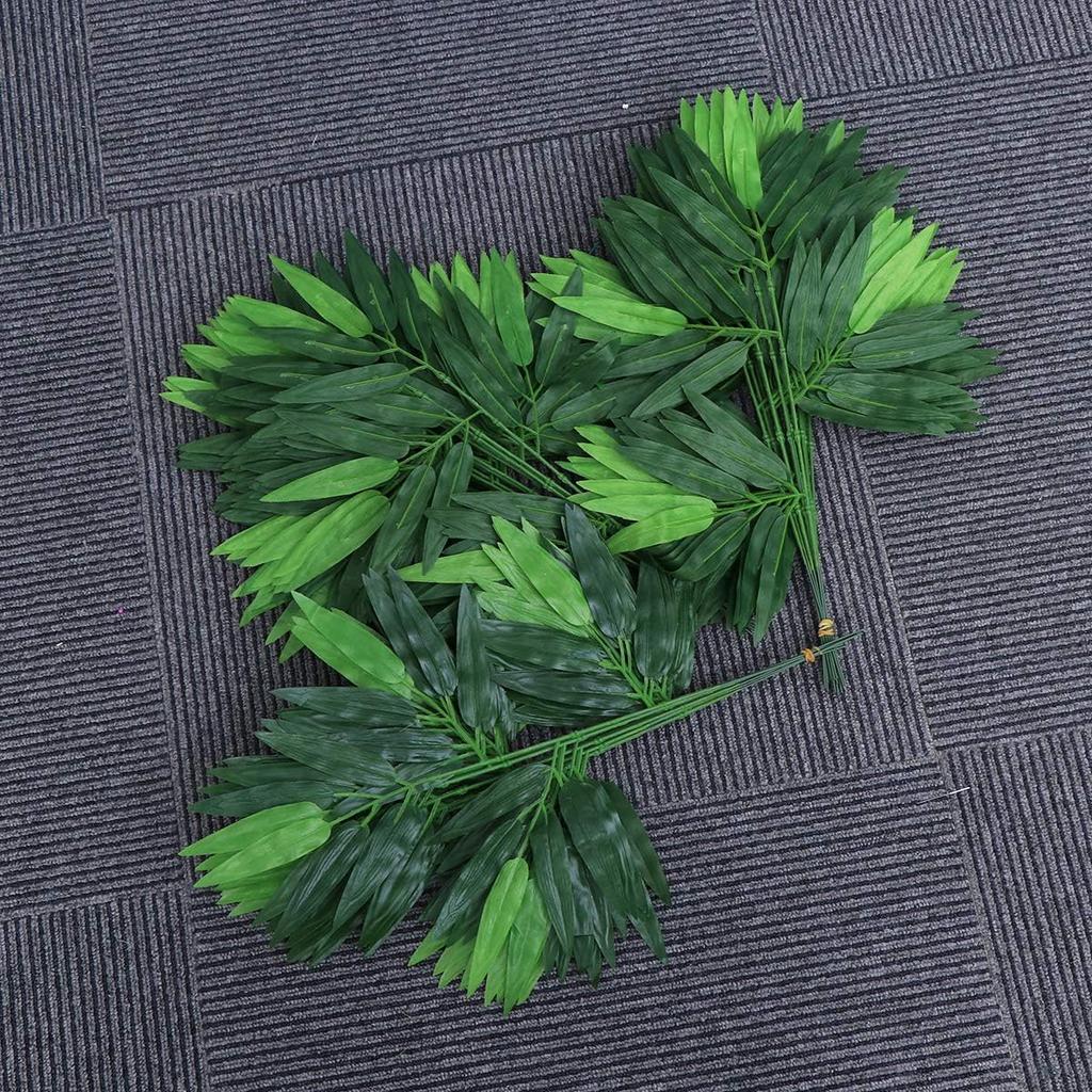 50pcs Artificial Green Bamboo Leaves Fake Green Plants Greenery Leaves for Home Hotel Office Decoration