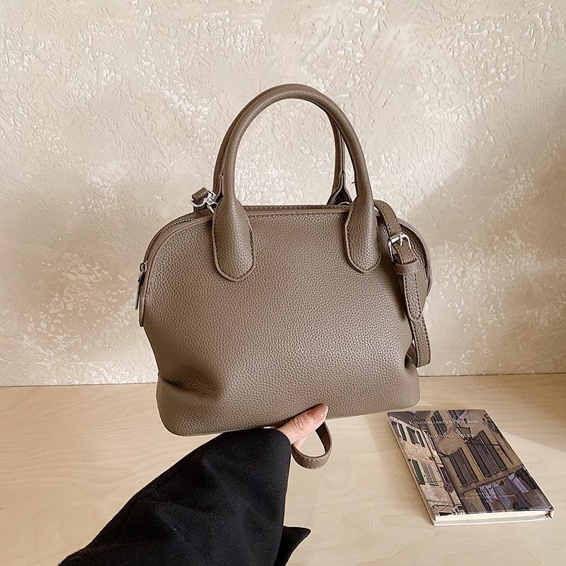 

Lychee Pattern Bowling Bag Women s Minimalist Handbag With Side Pleats Design Casual Shoulder Bag Daily Commuting Underarm Purse серый
