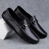 Flat Black Moccasin Square Toe Men's Leather Shoes Dress Business Formal Male Casual Shoe Loafers Soft Elegant Designer New In