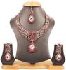 Touchstone Indian Bollywood Traditionally Marked White and Red Rhinestone Alluring Bridal Designer Jewelry Necklace Set In Silver Tones for Women.