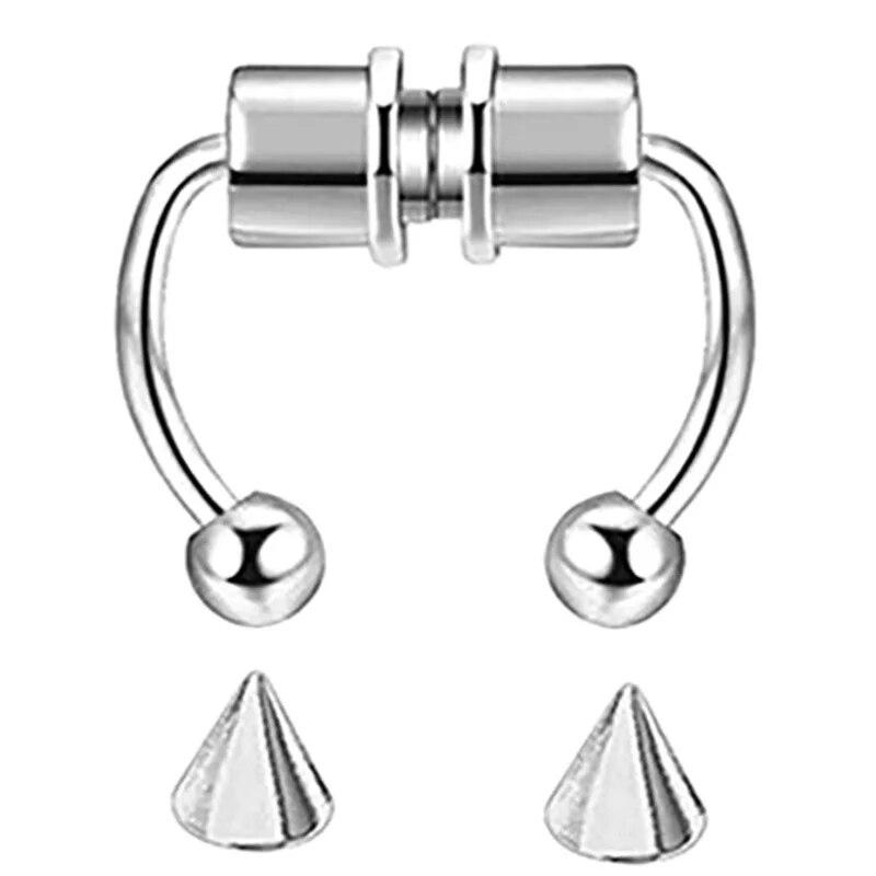 

2PCS Set Magnet None Piercing Nose Ring Stainless Clip On Gold Color Nose Ring Body Jewelry Multi Plating Color Option Nose Ring