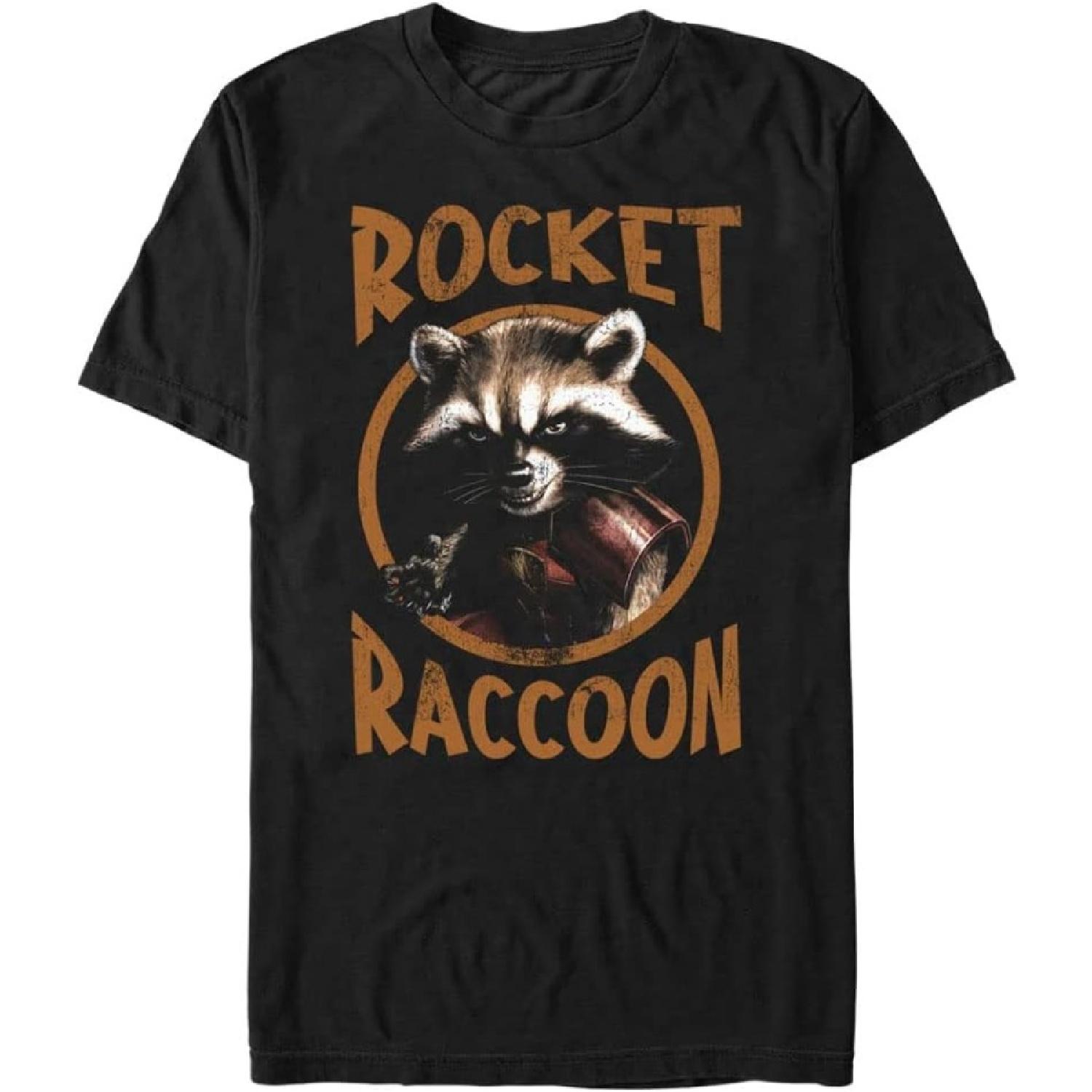 Marvel Big & Tall Classic Guardians of The Galaxy Grunge Raccoon Men s Tops Short Sleeve Tee Shirt, Black, 4X-Large S