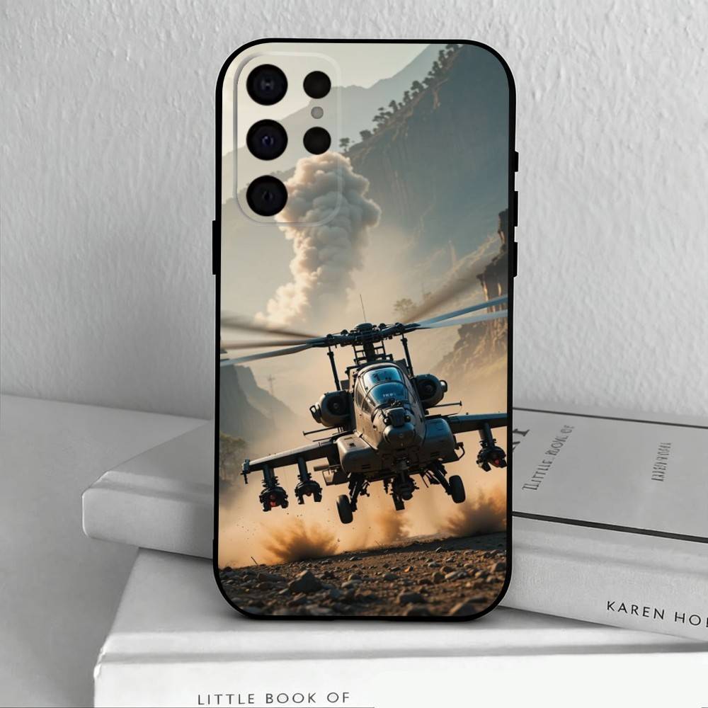 Apache AH-64 Helicopter G-Gunships Phone Case For Samsung S25,24,23,22,30,21,10,9,Ultra,Plus,Lite,FE,4,5 G Soft Black Case