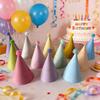 Cone Birthday Party Hats with Pom Poms Waterproof Colorful Paper Hats 9/12Pcs for Beach Pool Birthday Party Decor Favors Gifts