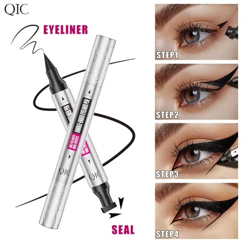 Doppelendiger Siegelstempel Flüssiger Eyeliner Wasserdicht Schnelltrocknend Schwarzer Eyelinerstift mit Eyeliner Kosmetik Augenende Eyeliner