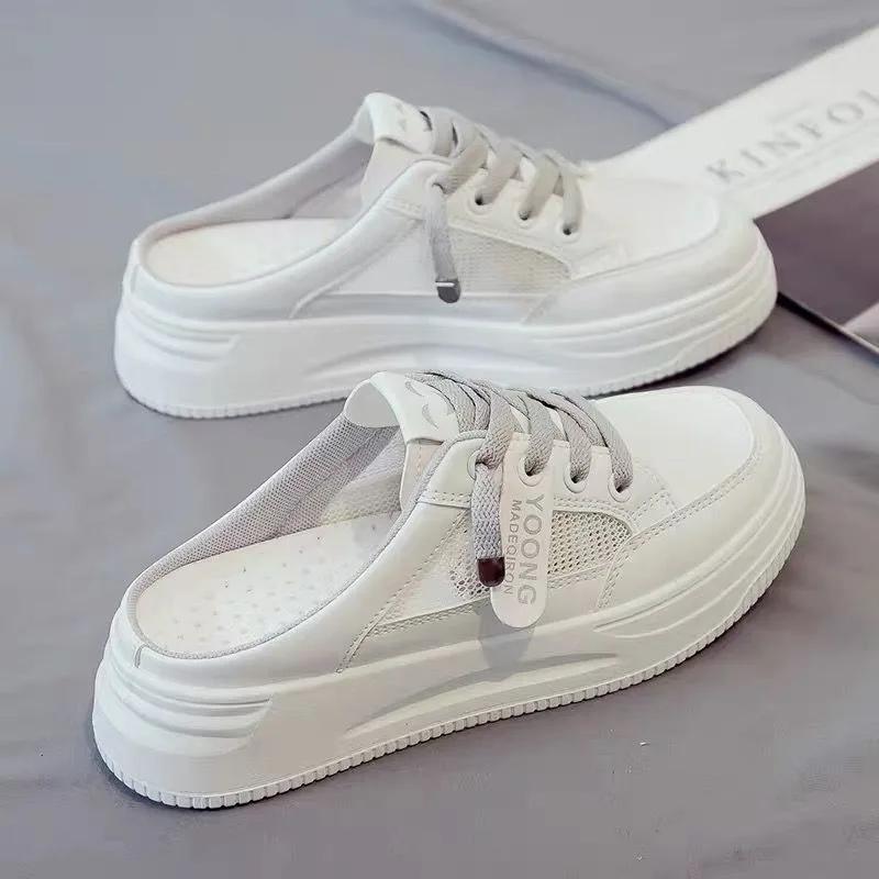 

2025 Brand Ladies Shoes Closed Toe Women s Slippers Lace-up Casual Summer Breathable Outside Comfortable Casual Shoes 40 серый