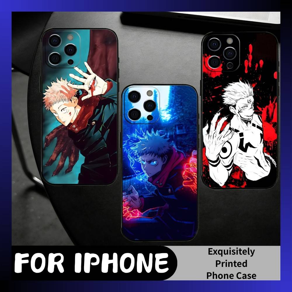JJK Action Anime Y-YuJi Handyhülle Für iPhone17,16,15,14,13,12 Plus,Max Weiches Silikon Schwarze Hülle