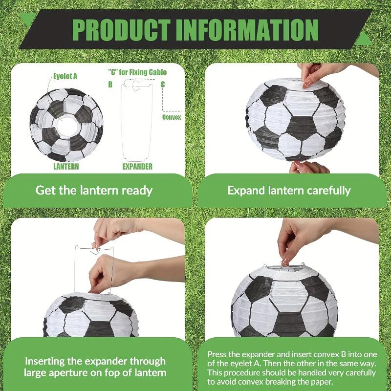 20/24 Pack Soccer Ball Paper Lanterns 20.3cm Football Party Decorations for Sports Theme Birthday Parties Soccer Events Festive