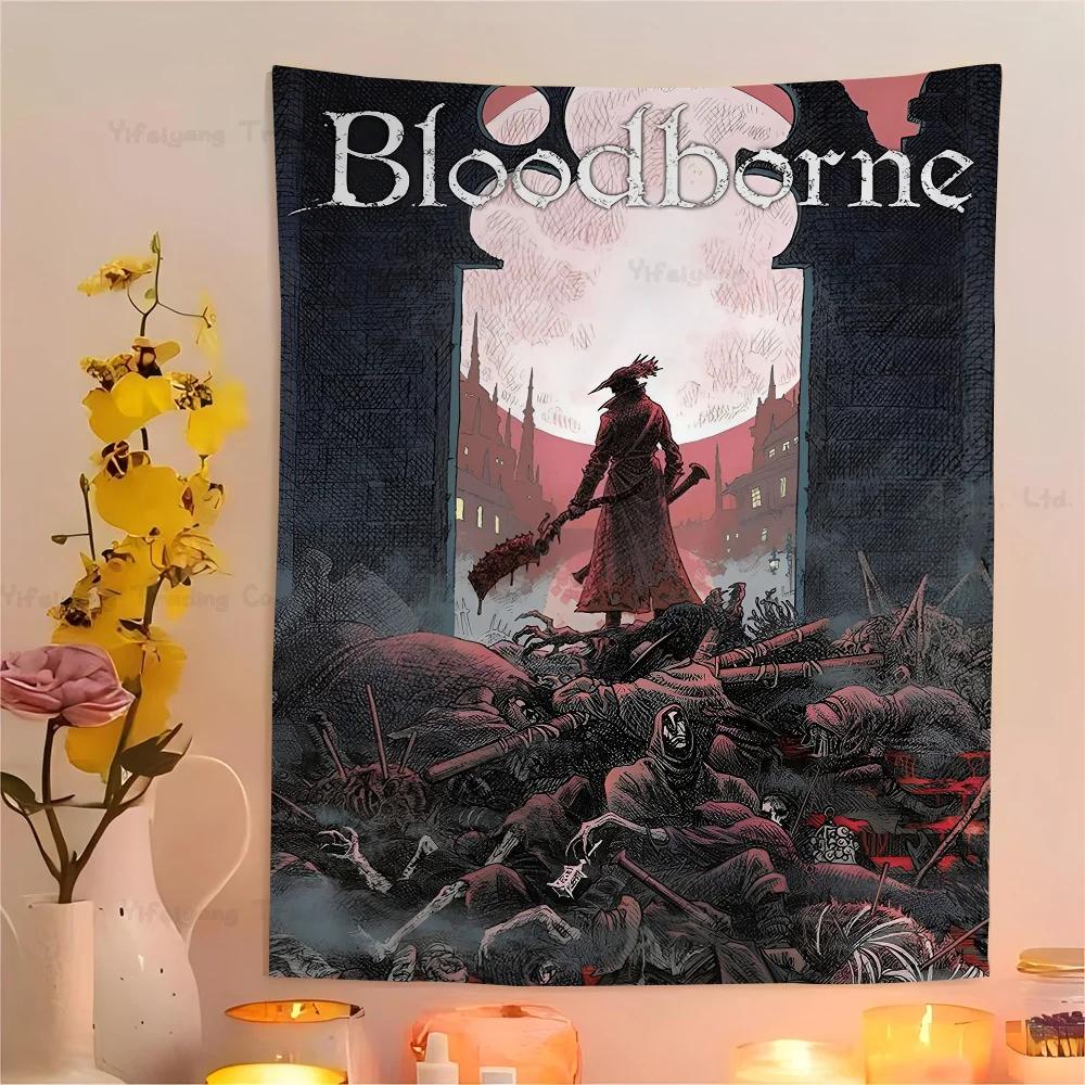 Klassisches Spiel Bloodborne Buntes Wandbehang Hippie Blume Wandteppiche Schlafsaal Dekor Wandkunst Dekor