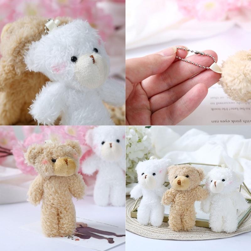 2pcsBlush Bear Pendant Plush Bear Keychain Stuffed Animal Pendant Soft Key Rings