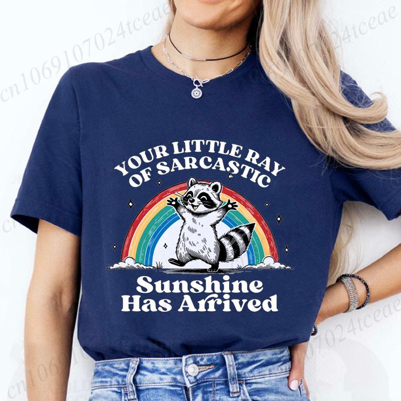 Your Little Ray of Sarcastic Sunshine Has Arrived Raccoon Shirt,Sarcastic Raccoon Women's T-Shirts,summer Fashion Tee T-Shirts