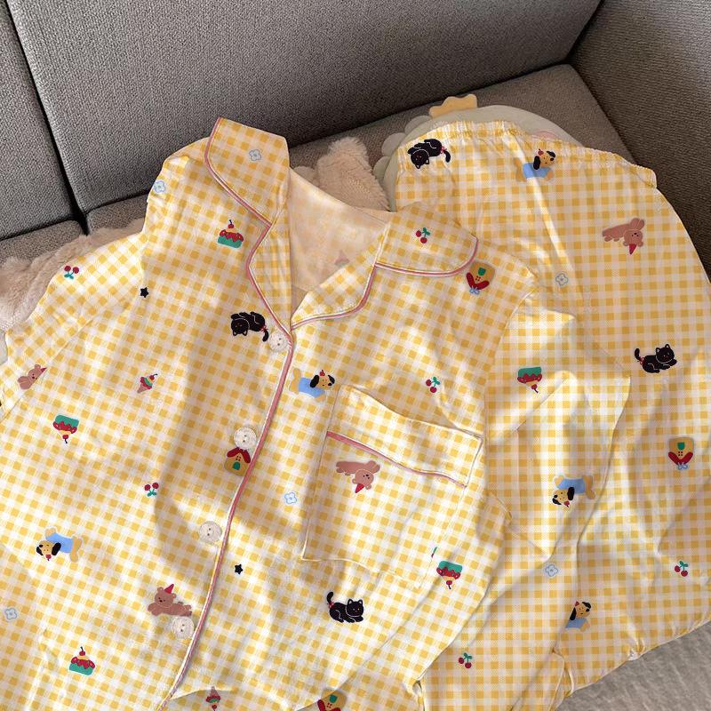 High-Value Style Pattern Small Animal Pajamas Women'S Sweet Long-Sleeved Loungewear Suit Can Be Worn Outside