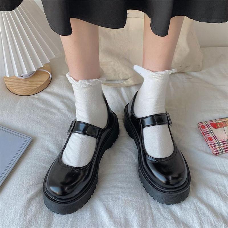 Boty Lolita pro Wonen Janes Dámské Podpatky Y2k Platforma Lolita Kawaii Cosplay Boty Mary Jane Bílé Student College Sladký nízký podpatek