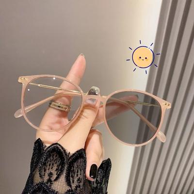 Photochromic Anti-radiation Glasses for Women Man Anti Blue Light  Fashionable Oval Frame Color Changing Glasses